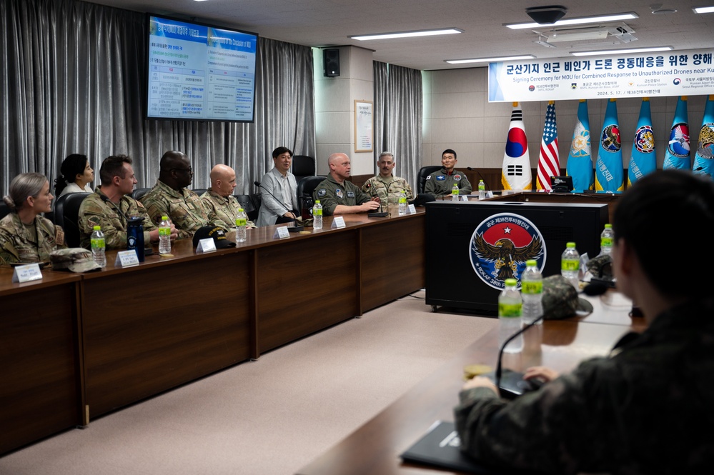 Kunsan AB hosts combined unauthorized drone defense MoU signing