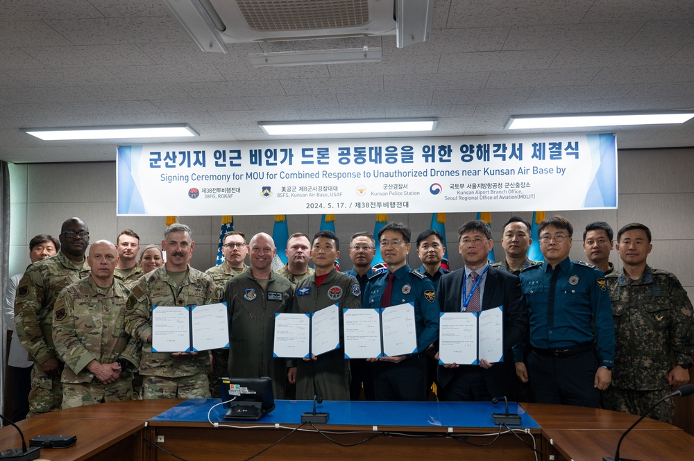 Kunsan AB hosts combined unauthorized drone defense MoU signing