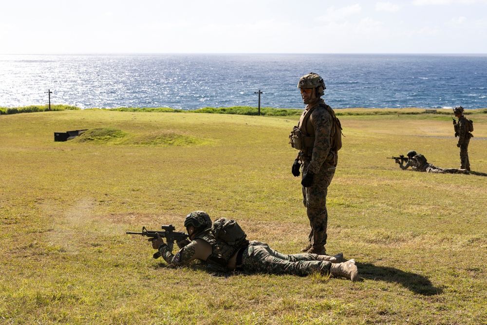 U.S. Marines and partners conduct fire team maneuvers during RIMPAC 2024