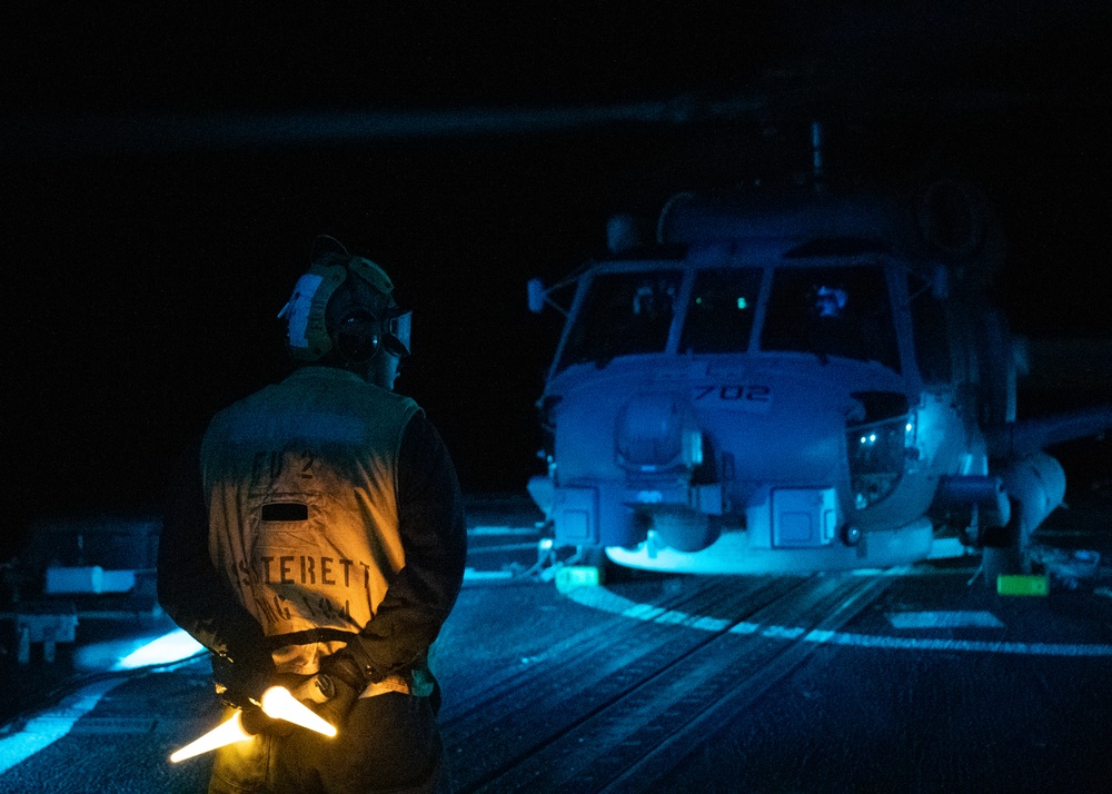 Sterett flight operations during RIMPAC 2024