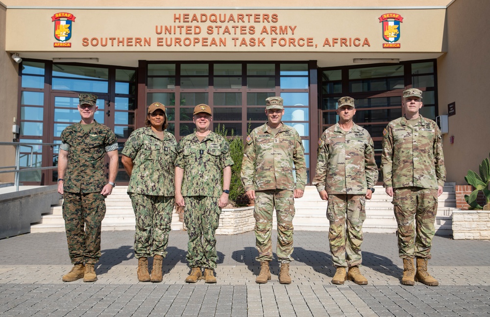 Maj. Gen. Todd Wasmund hosts visit with Brig. Gen. Samuel L. Meyer, Command Master Chief Medea A. Dudley, and Vice Adm. Thomas Ishee