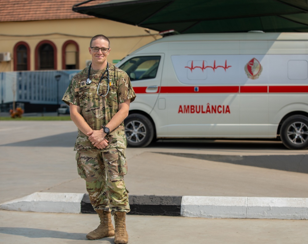 US Army Reserve Soldiers pose for a photo during a Medical Readiness Exercise in Angola