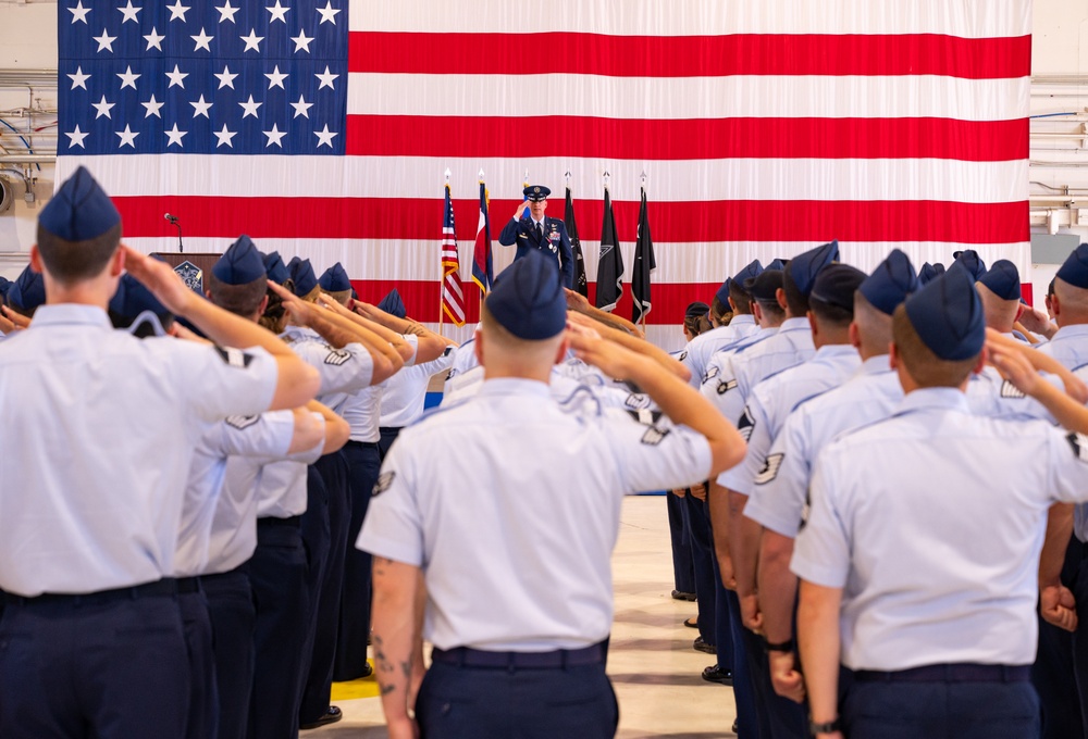 Space Base Delta 1 holds change of command