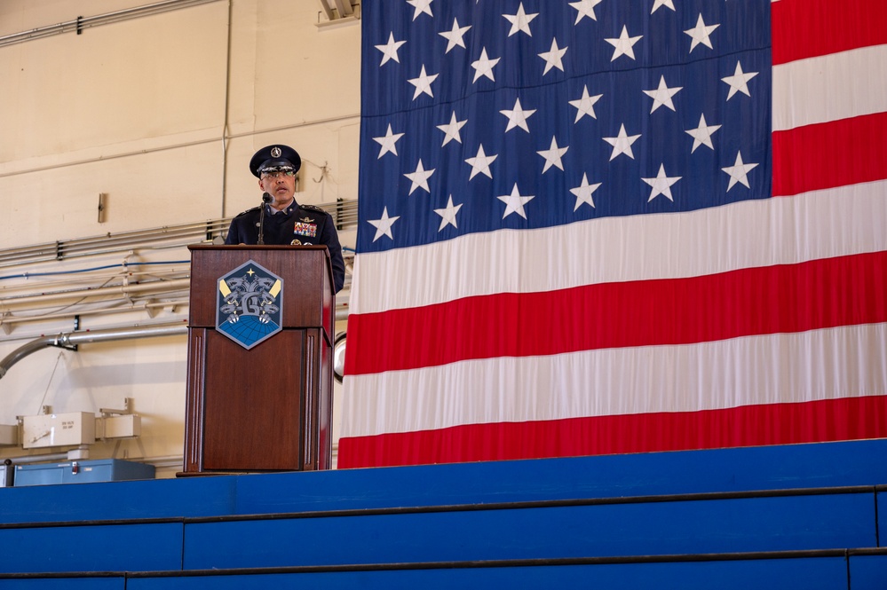 Space Base Delta 1 holds change of command