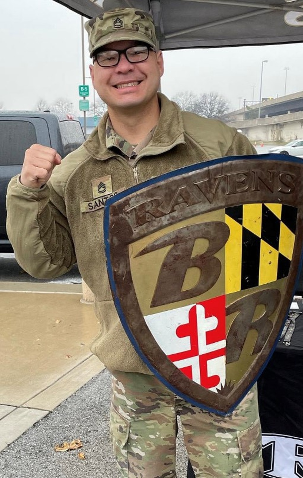 DVIDS - Images - Soldier Holds a Baltimore Ravens Shield [Image 3 of 3]