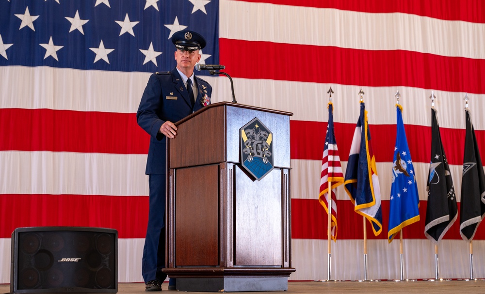 Space Base Delta 1 holds change of command