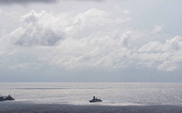 The Theodore Roosevelt Carrier Strike Group conducts joint maritime activity with Indian Forces
