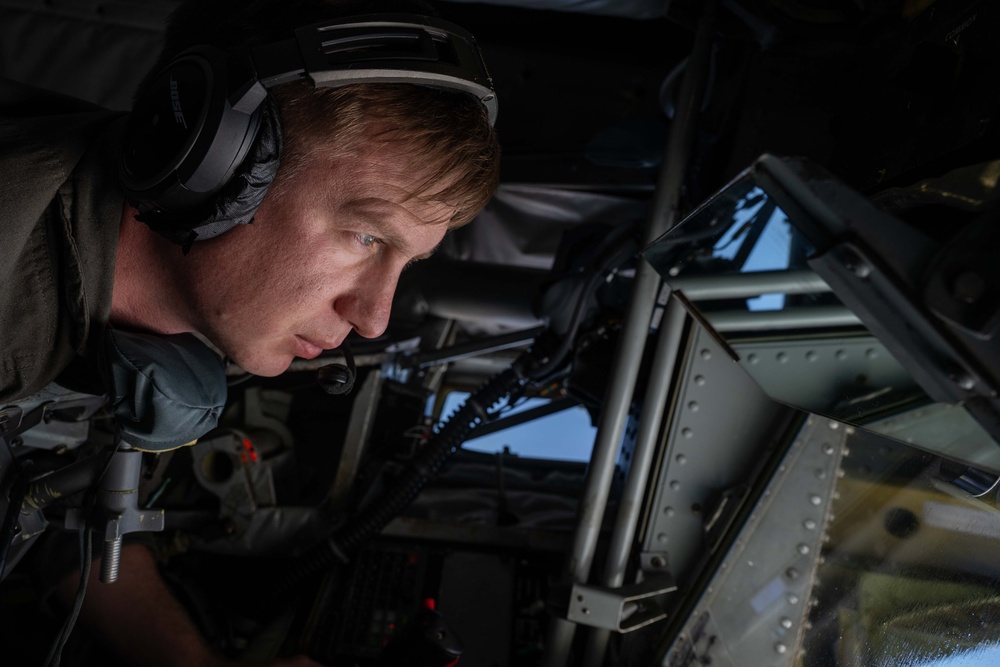 63rd Air Refueling Squadron refuels Navy F-18