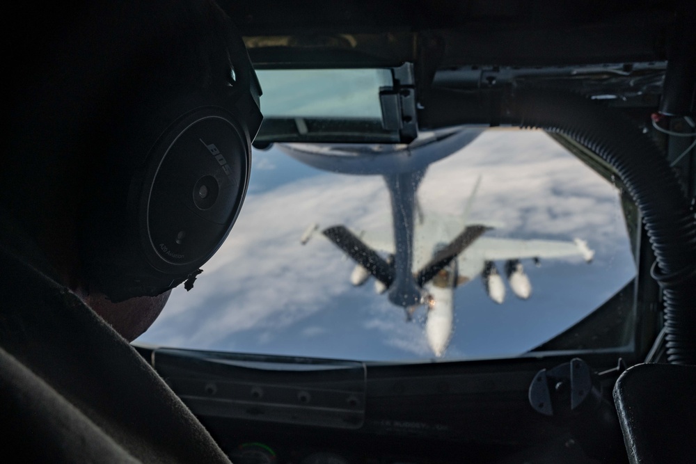 63rd Air Refueling Squadron refuels Navy F-18