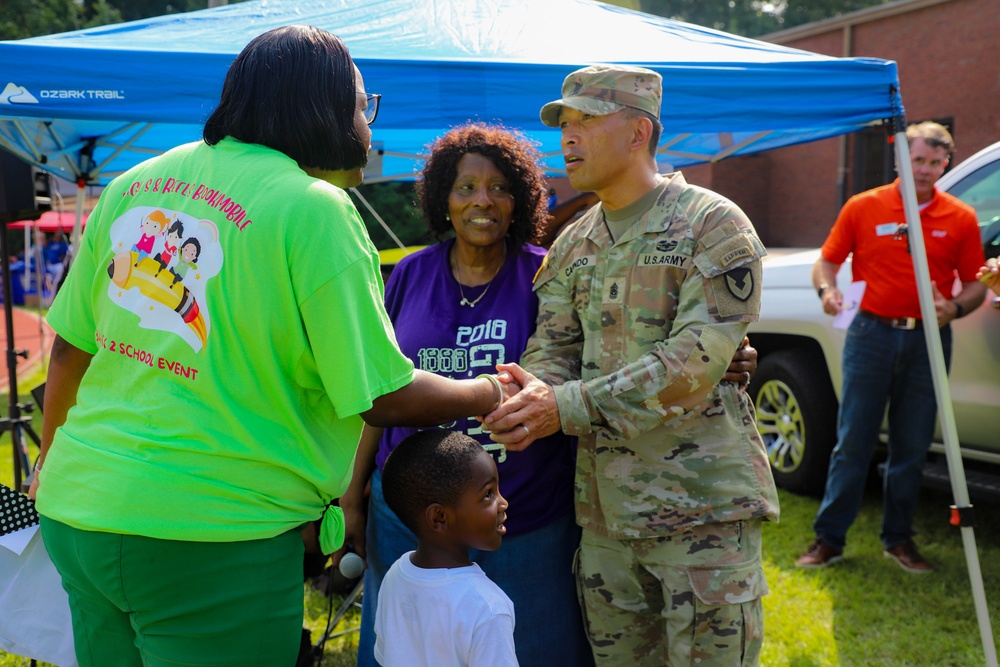 Sustainment Soldiers Participate in Back-to-School event