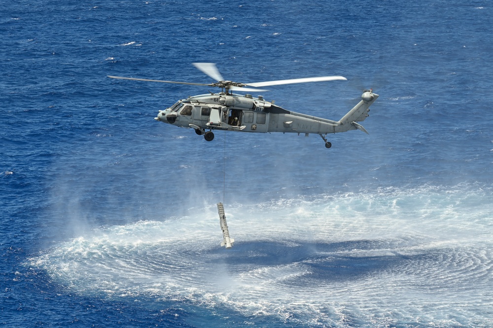 Airborne Mine Neutralization System deployed from MH-60 Seahawk