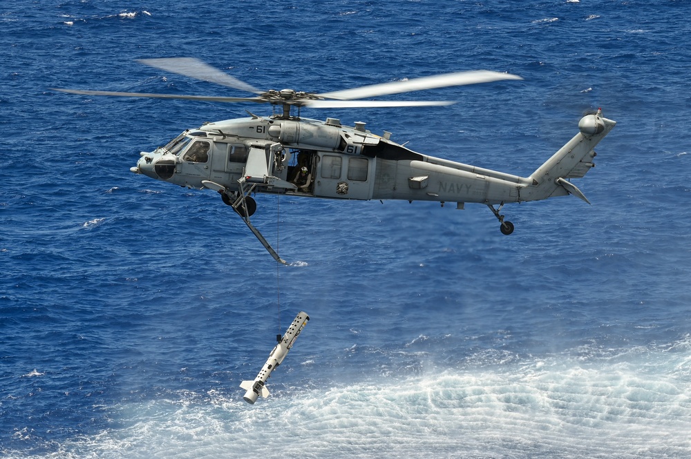 MH-60S Seahawk deploys Airborne Mine Neutralization System at RIMPAC 2024