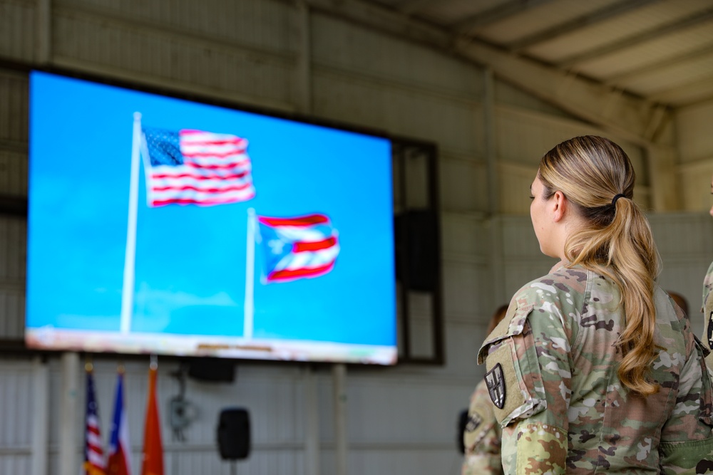 Soldier Stands at attention during national anthem