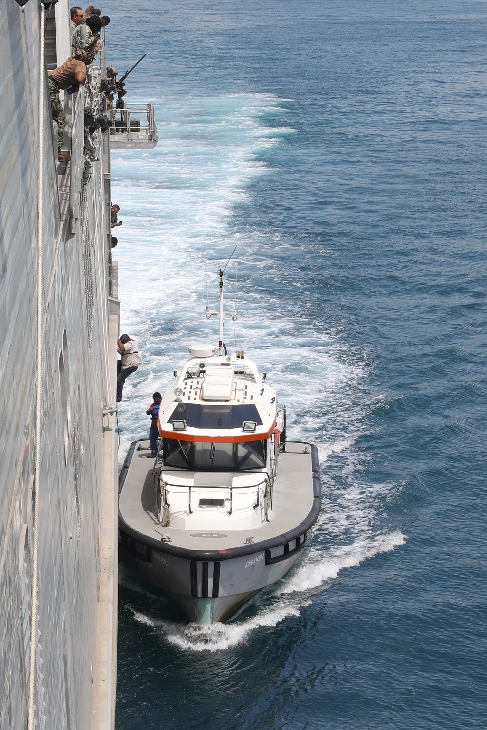 USNS Burlington Departs From Jamaica