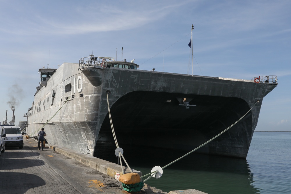 USNS Burlington Departs From Jamaica