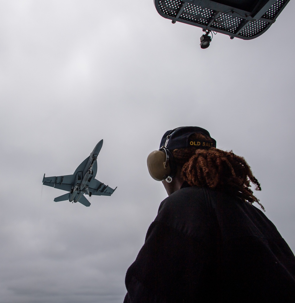 Nimitz Sailors Observe Flight Operations