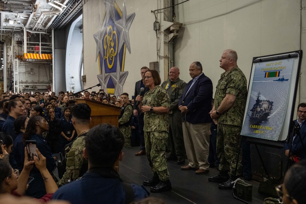 CNO and MCPON Welcome Dwight D. Eisenhower Carrier Strike Group Home from Deployment