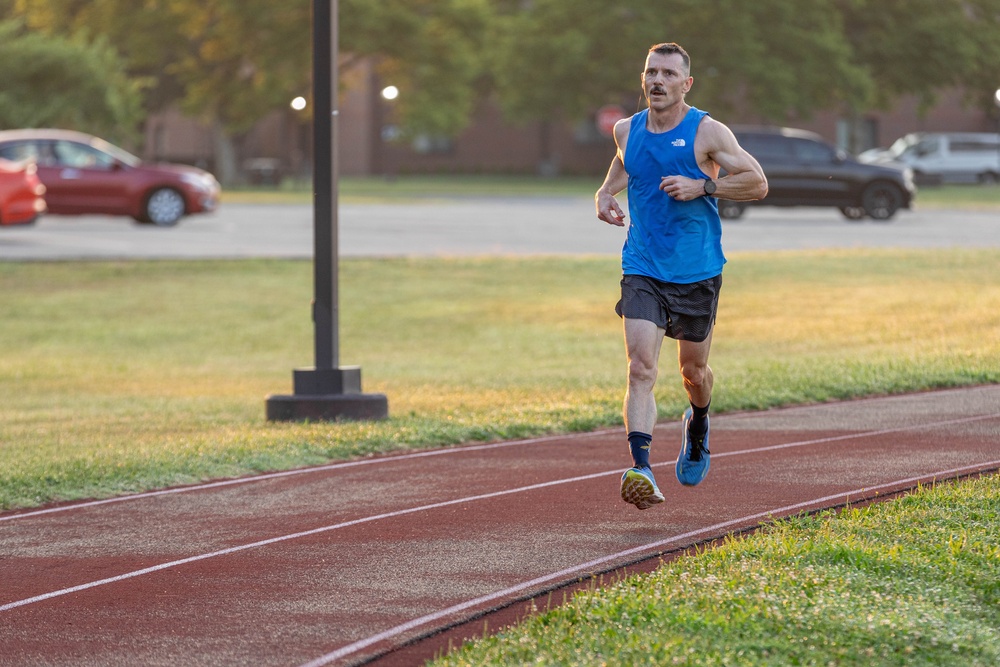 Lt. Col. Thomas Sebastiani runs a 5 mile event