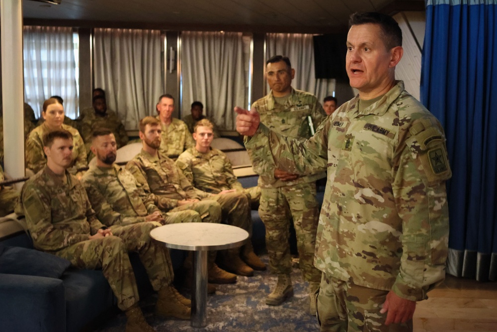 Sergeant Major of the Army Meets with Soldiers &amp; Sailors Supporting the JLOTS Gaza Humanitarian Aid Operation