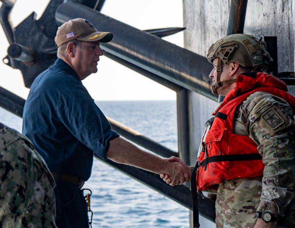 Sergeant Major of the Army Meets with Soldiers &amp; Sailors Supporting the JLOTS Gaza Humanitarian Aid Operation