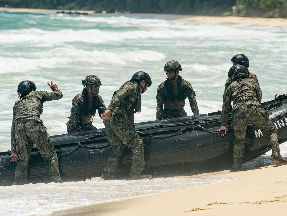 Partners enhance combined capabilities on combat rubber raiding craft during RIMPAC 2024