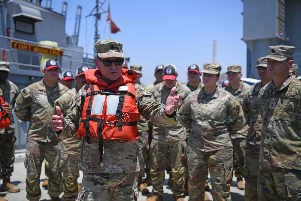 Sergeant Major of the Army Meets with Soldiers &amp; Sailors Supporting the JLOTS Gaza Humanitarian Aid Operation