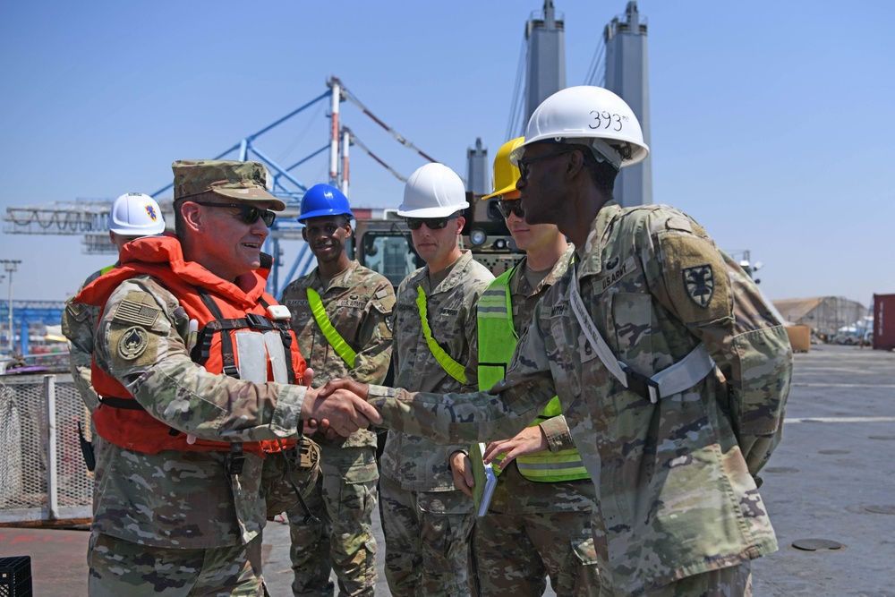 Sergeant Major of the Army Meets with Soldiers &amp; Sailors Supporting the JLOTS Gaza Humanitarian Aid Operation