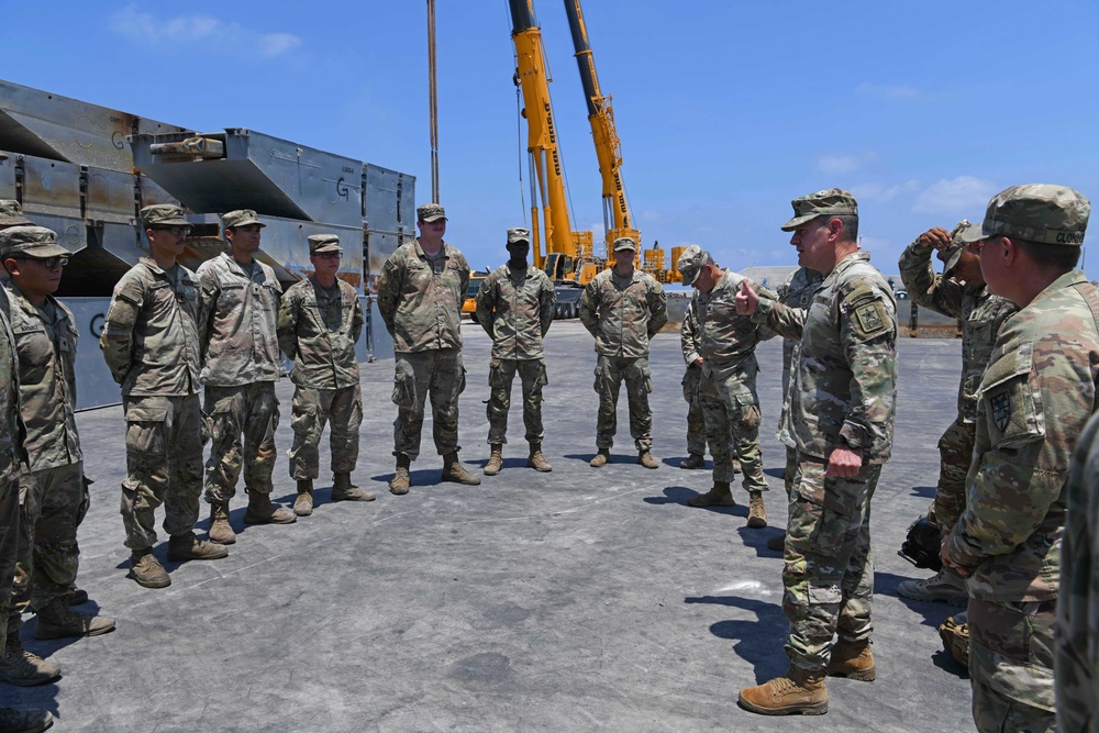 Sergeant Major of the Army Meets with Soldiers &amp; Sailors Supporting the JLOTS Gaza Humanitarian Aid Operation