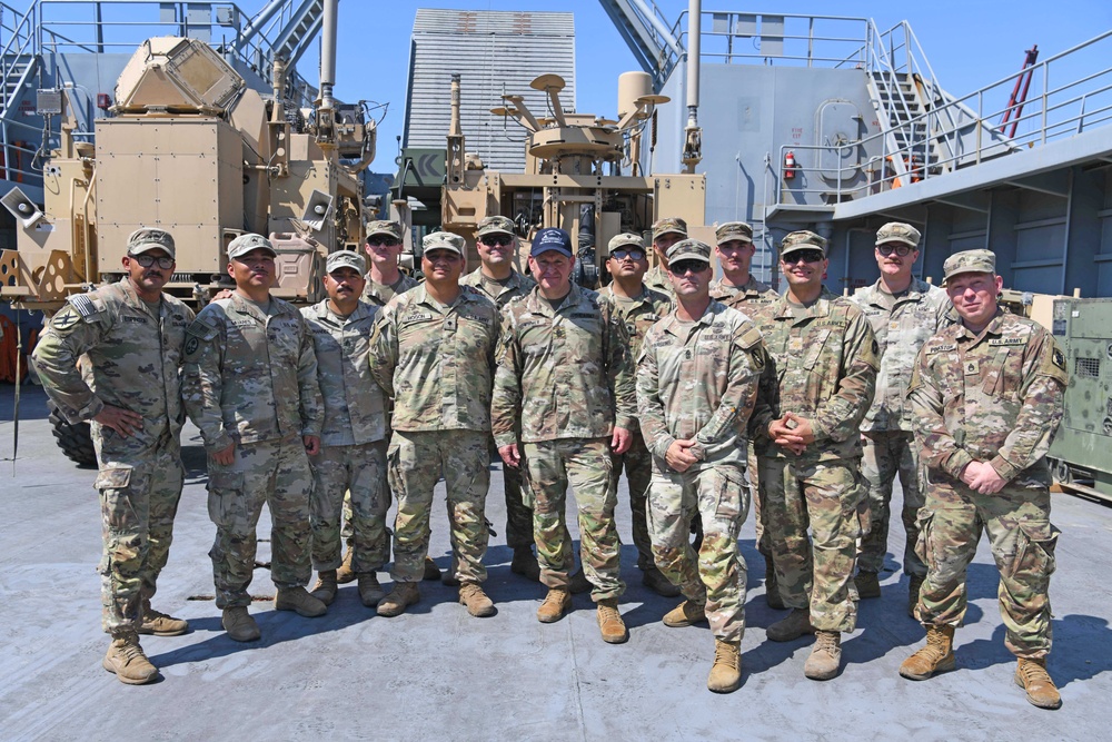 Sergeant Major of the Army Meets with Soldiers &amp; Sailors Supporting the JLOTS Gaza Humanitarian Aid Operation