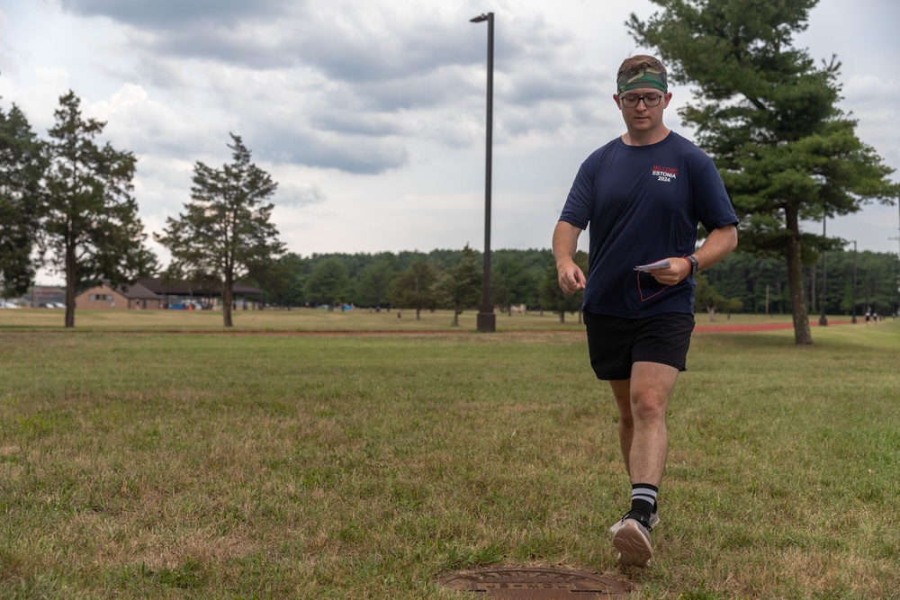 Staff Sgt. Zachary Mills walks to his next point