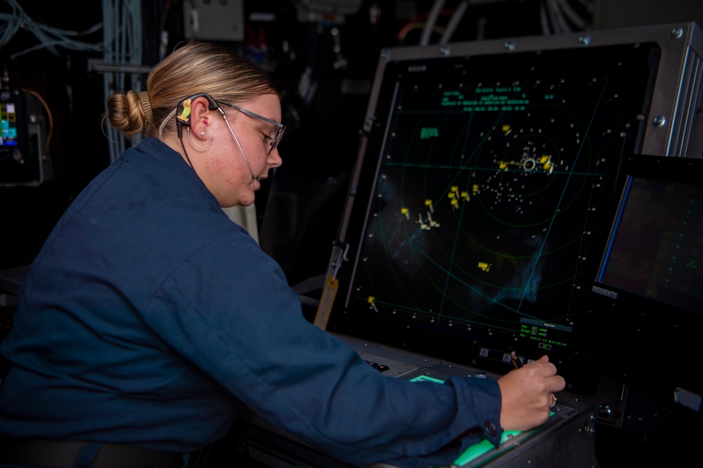 USS Carl Vinson air traffic controllers direct flight operations during RIMPAC 2024