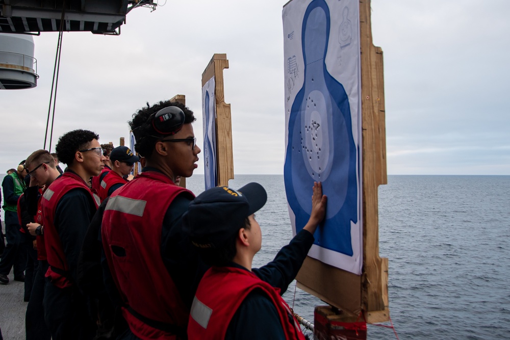 Nimitz Sailors Participate In A Small Arms Live-Fire Exercise