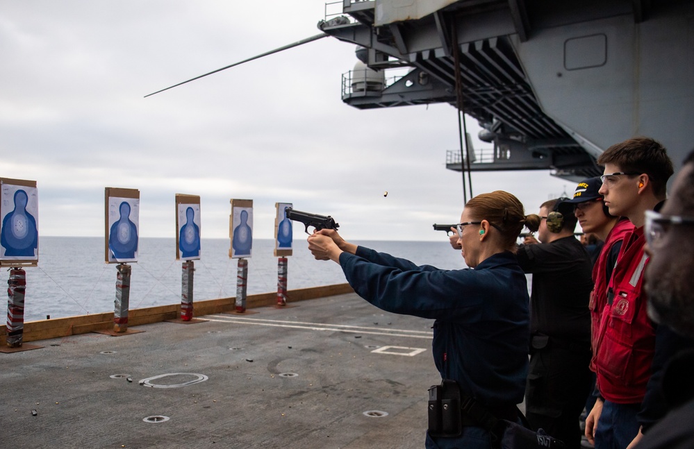 Nimitz Sailors Participate In A Small Arms Live-Fire Exercise