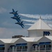 The Navy Flight Demonstration Squadron, the Blue Angels, perform in Pensacola Beach, FL.