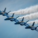 The Navy Flight Demonstration Squadron, the Blue Angels, perform in Pensacola Beach, FL.