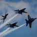 The Navy Flight Demonstration Squadron, the Blue Angels, perform in Pensacola Beach, FL.