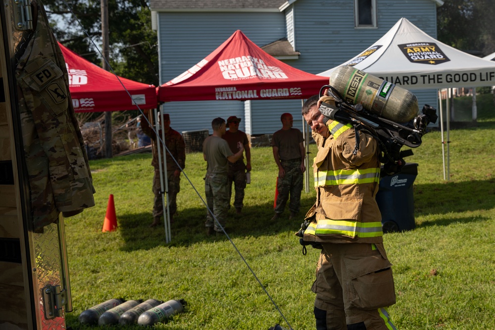 Fire fighters of the 755th Engineer Detachment