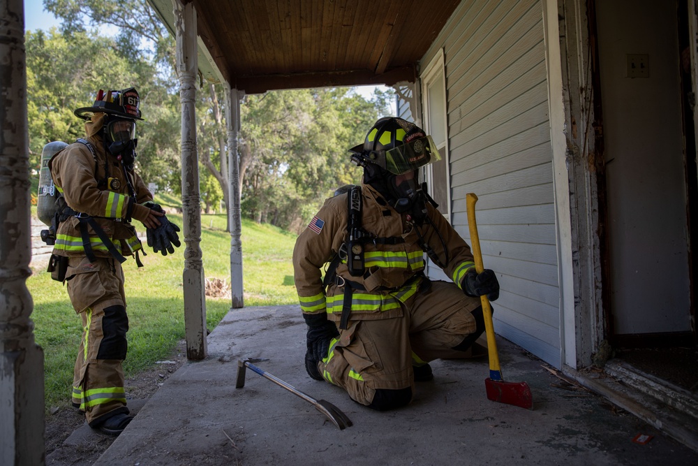 Fire fighters of the 755th Engineer Detachment