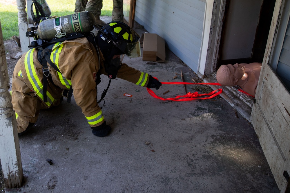 Fire fighters of the 755th Engineer Detachment