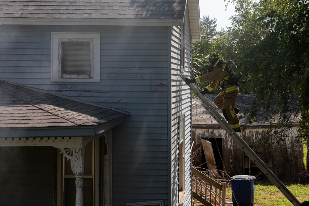 Fire fighters of the 755th Engineer Detachment