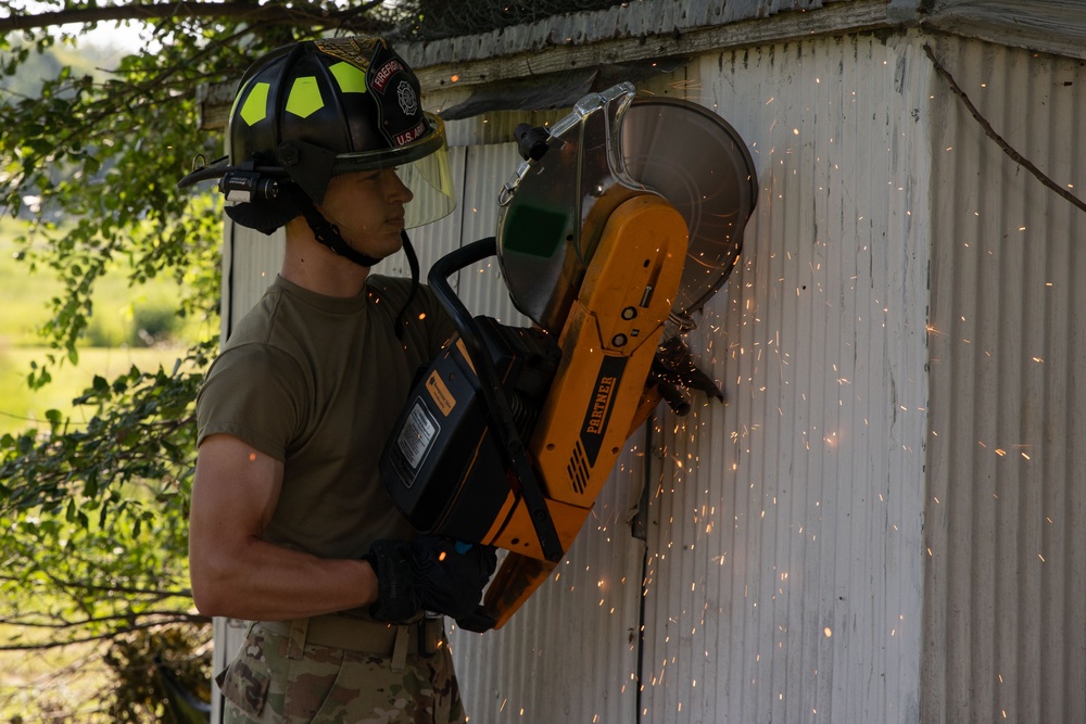 Fire fighters of the 755th Engineer Detachment
