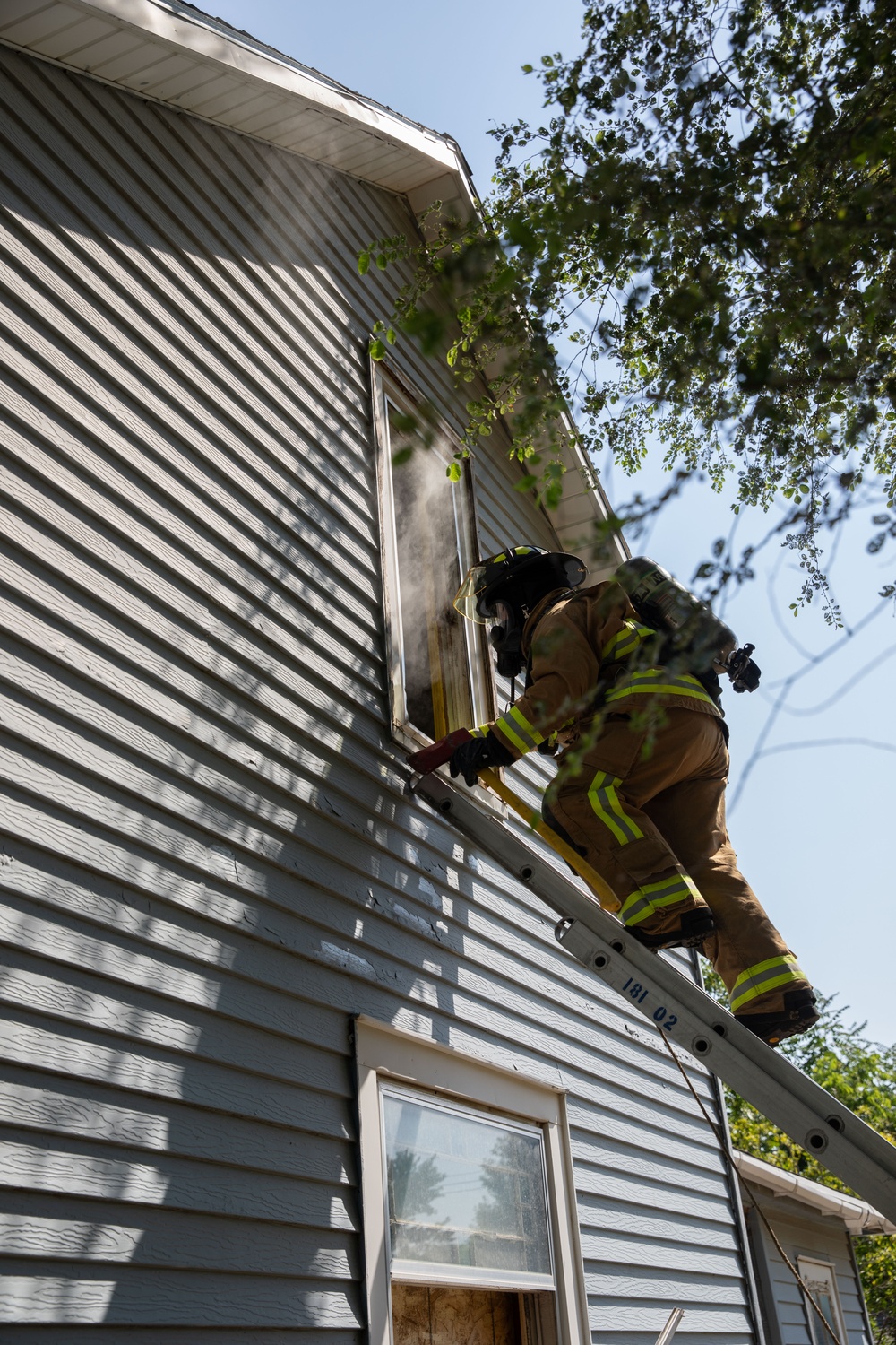 Fire fighters of the 755th Engineer Detachment