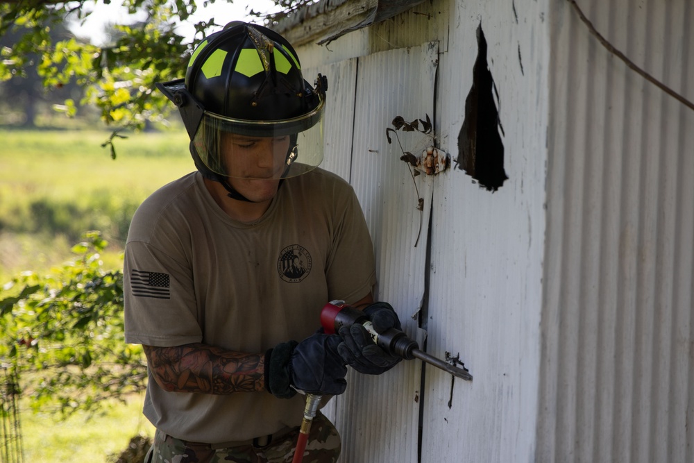 Fire fighters of the 755th Engineer Detachment