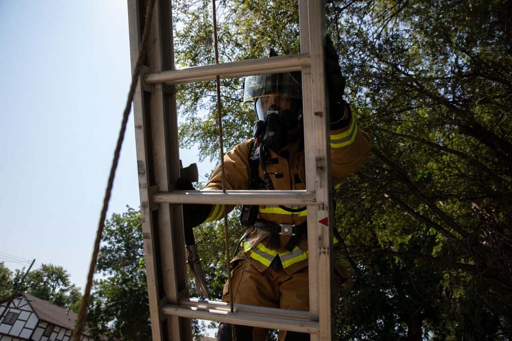 Fire fighters of the 755th Engineer Detachment