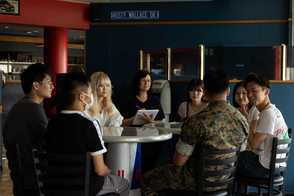 Japanese university students visit Camp Hansen for a tour and culture exchange with III MEF Marines