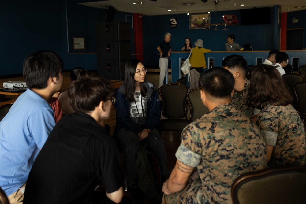 Japanese university students visit Camp Hansen for a tour and culture exchange with III MEF Marines