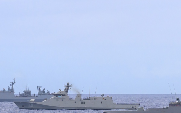 Stalwart, Belito Juárez, Chungmugong Yi Sun-sin sail together during RIMPAC 2024