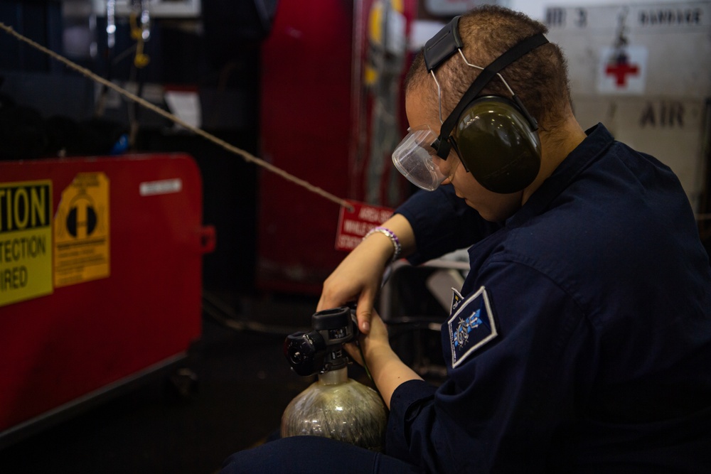 Nimitz Sailor Refills SCBA Bottles