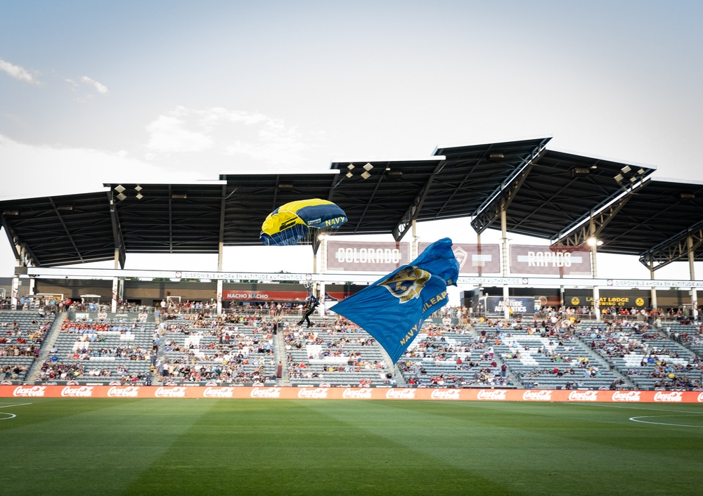 Navy Parachute Team Kicks off MLS Match in Colorado