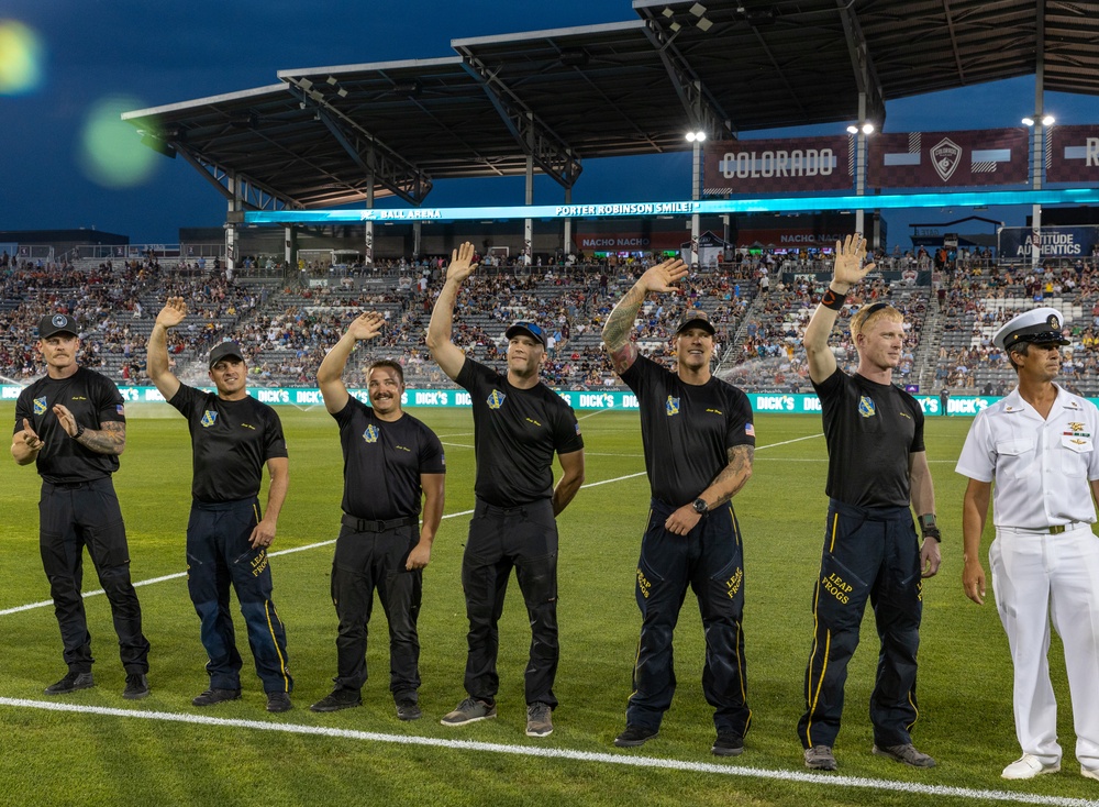 Navy Parachute Team Kicks off MLS Match in Colorado